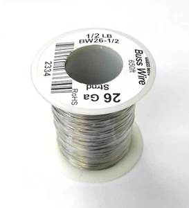 BW26-1/2, 26 Gauge Tinned Copper Bus Wire, 1/2 Pound Roll (650' Approx.) 26AWG - Picture 1 of 1
