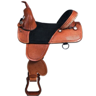67HS Western Trail Barrel Racing American Leather Treeless Saddle Hilason - Image 1 of 2