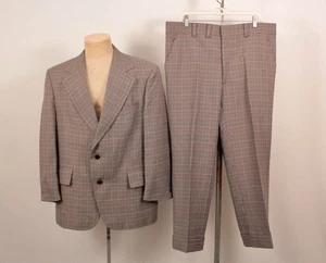 Herren Vintage NOS 70er braun kariert 2 teilig Freizeitanzug Gr. L 70s Disco - Bild 1 von 12