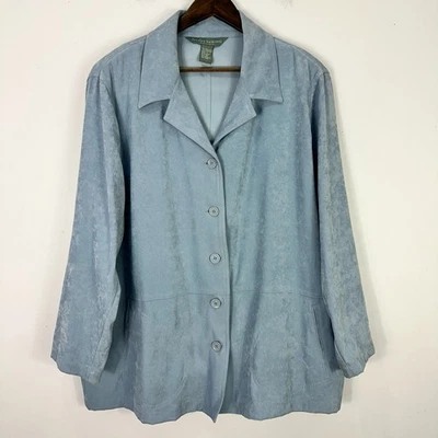 Chaqueta Jessica Holbrook 1X Azul Imitación Gamuza Botón Blazer Abrigo Minimalista Carrera Foto 1 de 4