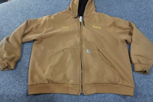 carhartt jacket Mens xxl brown hoodie lined heavy  vintage quilted workwear - Picture 1 of 18