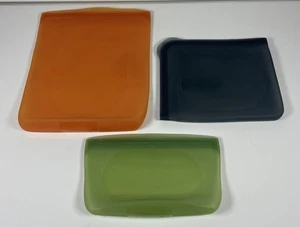 Lote de 3 bolsas de almacenamiento de silicona reutilizables Pampered Chef grandes medianas pequeñas - Imagen 1 de 14