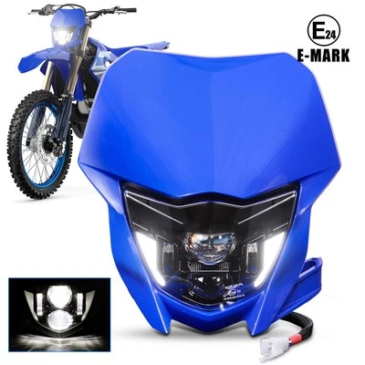 LED Headlight DRL Blue Bezel For Yamaha WR250F WR450F 2007-2025 Bike lamp - Image 1 of 4