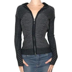 Lululemon Embrace Hoodie Rippstrick schwarz meliert dunkelgrau Größe 8 Damen - Bild 1 von 10