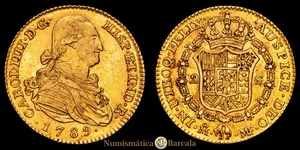 Carlos IV. 2 shields. (6.74 g.). Madrid. 1789. M·F. AC-1274. Nice color. EBC- - Picture 1 of 6