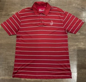 Cutter & Buck CB DryTec Men Large Red Stripe Polo Shirt Pinehurst embroidered C2 - Picture 1 of 5