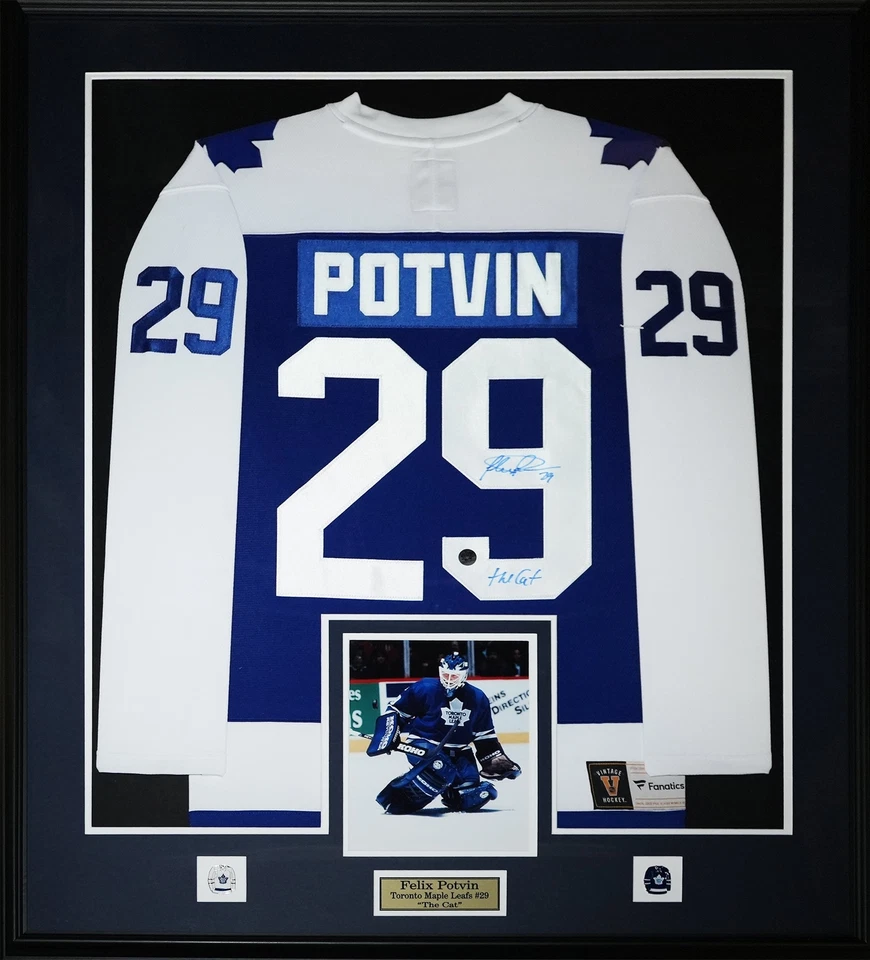Felix Potvin Toronto Maple Leafs Signed Hockey Vintage Jersey Frame (Blue) — 第 1/1 张图片