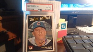 1959 TOPPS # 113 TAYLOR PHILLIPS-CHICAGO CUBS - PSA 8-NM-MT  Centered # 44710745