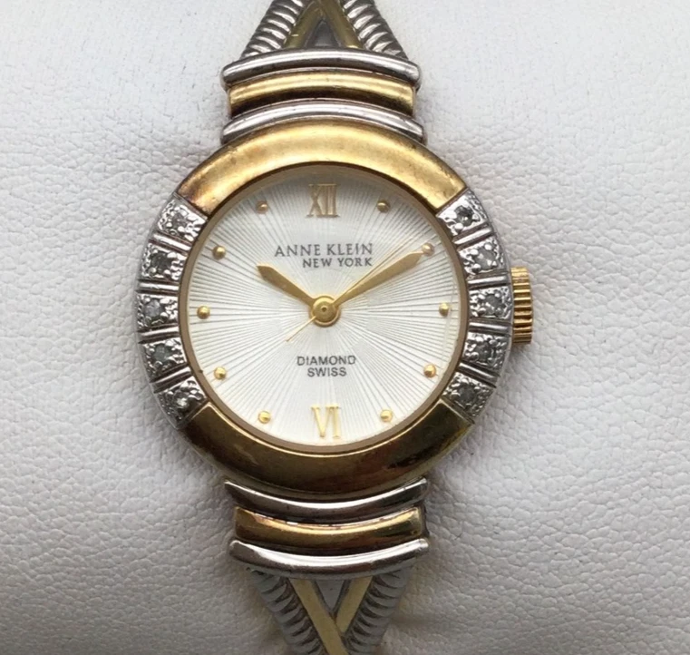 Anne Klein Diamond Accent Watch Womens 23mm Two Tone Swiss New Battery 5.5" - Image 1 of 4