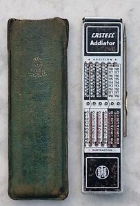 RARE Vintage faber-castell Addiator Calculator 63/22R Slide Rule Case and Stylus
