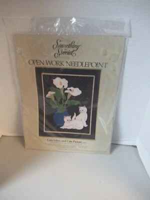 Punta de aguja Something Special Open Work "CALA LILIES AND CATS" 14 x 18 De colección Foto 1 de 4