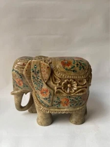 Escultura de elefante de mármol verde vintage - Imagen 1 de 10