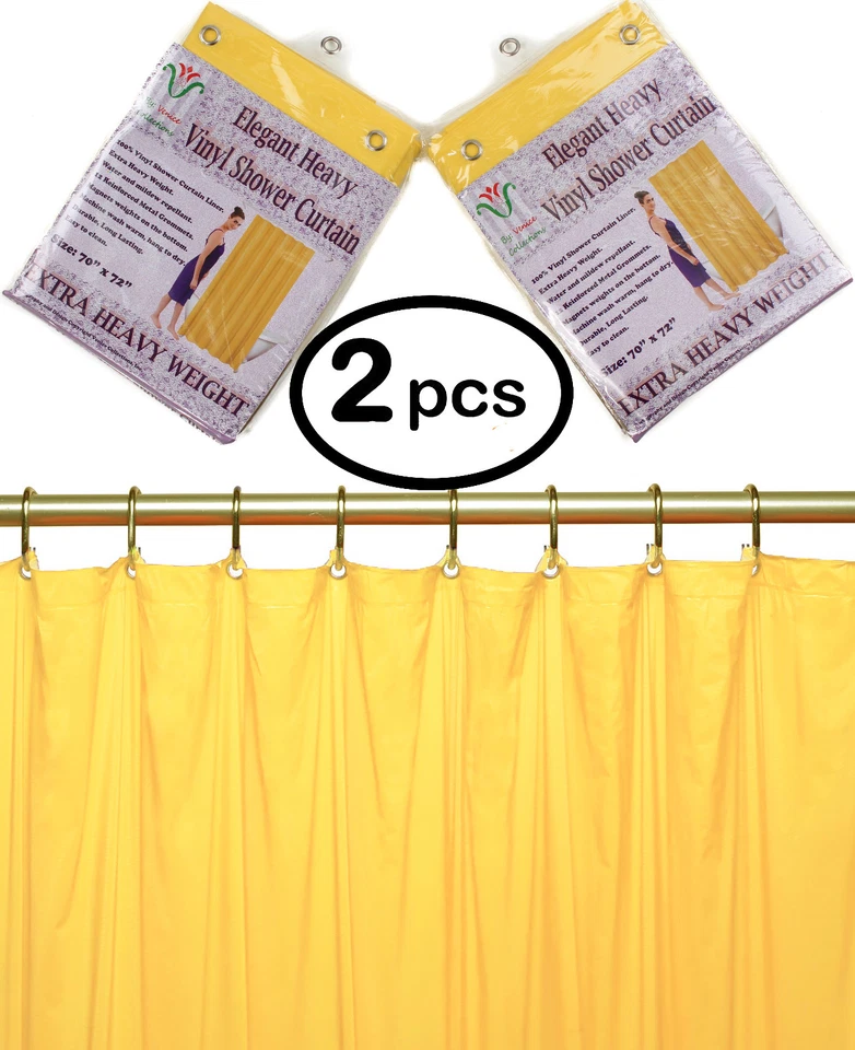 2/pk 10 Mil Heavy Duty Vinyl Shower Curtain Liner w Metal Grommets size 70 x 72" - Image 1 of 1