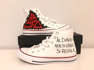 Converse All Star vasco rossi frase vasco scarpe bianche in tela unisex customiz - Imagen 1 de 1