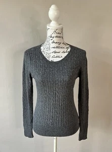 H&M Sweater Grey Size XS Angora Lambswool Blend Stunning Cable Knit Jumper VGC - Picture 1 of 16