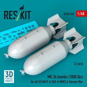 Bombas MK.36 1:48 (2 piezas) (1000 libras) para toda la Marina de los Estados Unidos y la RAF de la Segunda Guerra Mundial y la Guerra de Corea - Imagen 1 de 3