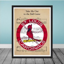 Vintage Take Me Out to Ball Game St Louis Cardinals Logo Music Poster Art Busch
