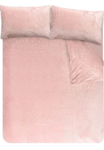 Sleepdown Waffle Teddy Fleece Blush Pink Duvet Set King Size 230x220cm Free P&P - Picture 1 of 8