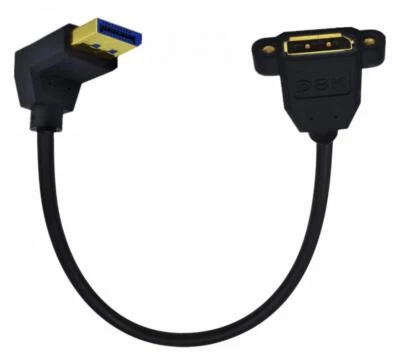 DisplayPort 1.4 Down-Angle Male to Female Panel Mount Extension Cable 8K 60hz  - Image 1 of 3