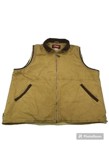 Wrangler Hero Vest Sherpa Lined Mens 2XL Corduroy Tan Full Zip Work Wear - Picture 1 of 8