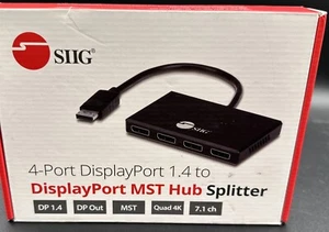 SIIG 4 Port to DisplayPort MST Hub 4k Multi Monitor Splitter 1x4 (CE-DP0E12-S1) - Picture 1 of 6