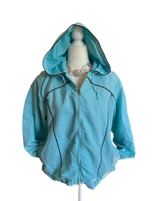 Athletech Women’s Lightweight Aqua Blue Hooded Jacket Size XL - Image 1 of 4