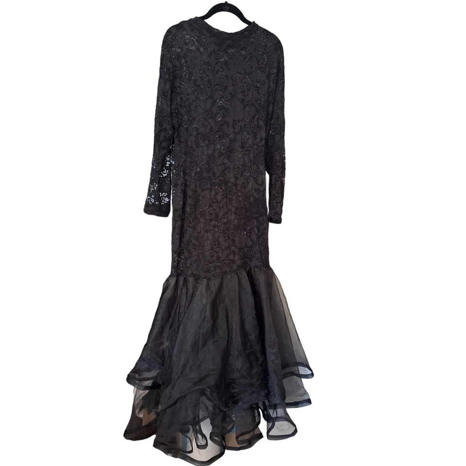 Elegant Black Lace & Mesh See through Evening Gown - 2XL - Image 1 of 4