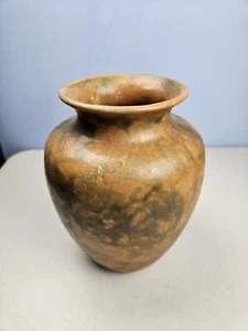 Vintage Burley Winter Art Pottery Wide Mouth Mottled Ceramic Vase 8.5" CRACKED - Picture 1 of 14