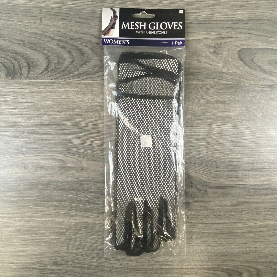 Guantes de Malla Negra con Estrás Adulto Halloween Disfraz Accesorio Vestir Foto 1 de 4