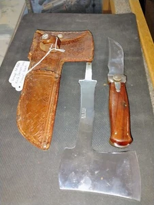 Vintage KA-BAR Knife/Hatchet Interchangeable Combo w/orig sheath--1379.24 - Picture 1 of 3