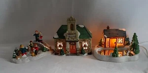 Lot Of 3 VTG Dickenson Collectable Towne Series Lighted Display Scene Christmas - Picture 1 of 12