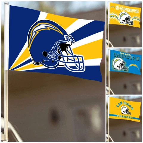 2pcs San Diego Chargers Car Flags 12*18in 2-Sided Car Window Flag &  Pole Cover