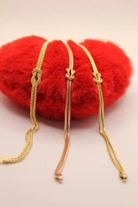 BRACCIALE NODO D'AMORE LOVE KNOT CODA DI VOLPE MM 1,5 CM 18 DORATO RAMATO EXPLOI - Bild 1 von 11