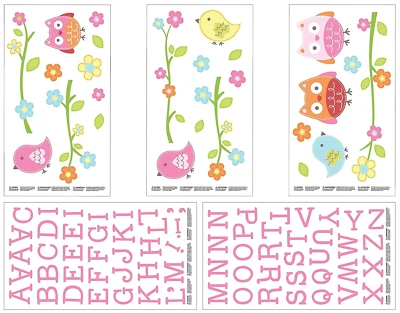 NoJo Love Birds Owl Wall Sticker Decals Nursery Decor - Image 1 of 4