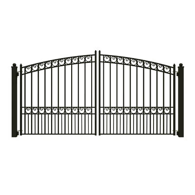 Puerta de entrada doble de acero ornamental estilo ALEKO Paris 12 pies x 6 pies negra Foto 1 de 4