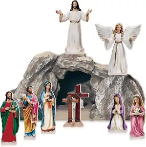 Wesiti 9 Pcs Easter Resurrection Scene Decorations Wooden Cross Empty Tomb Statu - Picture 1 of 5