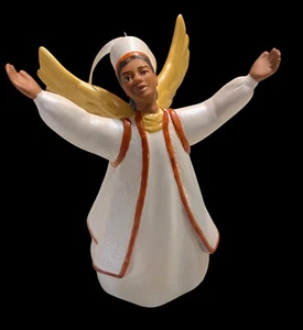 Vintage Black Angel Praising Porcelain Ornament 2001 Hallmark GRACEFUL - Picture 1 of 11