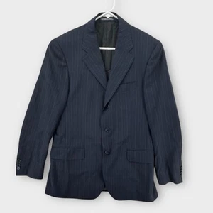 Salvatore Ferragamo Coat Mens US 40R 50 EU Blue Pin Striped Jacket Business - Picture 1 of 10