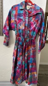 Vestido vintage John Henry floral y geométrico con botones talla grande - Imagen 1 de 9