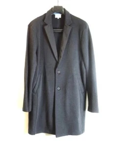 LANVIN en Bleu Maxi Length Double Chester Coat Wool Black Pocket Used Size L F/S - Picture 1 of 7