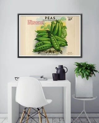 ¡PÓSTER de paquete de semillas de guisantes vintage! (hasta 24" x 36") - Cocina - Verduras - Arte Foto 1 de 4