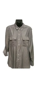 Express Women Purple Stripe Button-Down Long Sleeve Front Pocket Shirt Size M - Picture 1 of 9