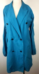 Shipley & Halmos ~ Womens Size Small S ~ Teal Blue Long Jacket ~ Double Breasted - Picture 1 of 9