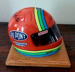 JEFF GORDON AUTOGRAPHED 1/2 Scale Simpson Helmet On Wood Base Nascar Collectable - Picture 1 of 9