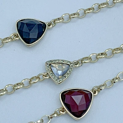 WHBM Gold Tone 38 Inch Layered Chain Necklace W/ Triangle Beads 4-462 - Image 1 of 4