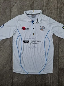 Derbyshire Signed Cricket Long Sleeved Shirt West Durston "3" Large Samurai - Picture 1 of 5