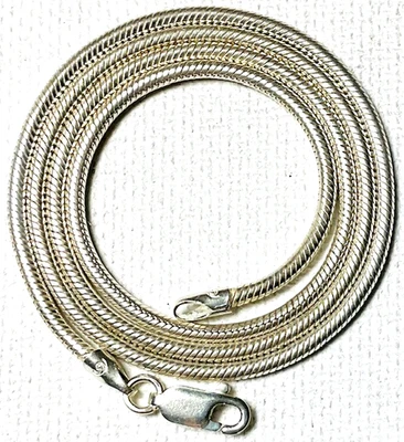 Collar de cadena de serpiente redonda de plata de ley de 16" 1,8 mm Foto 1 de 4