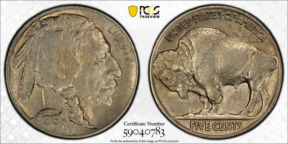 1916 BUFFALO NICKEL 5C PCGS AU DETAIL NO F FS-401 TRUEVIEW (N95) - Image 1 of 4