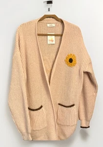Mello LA Sweater Cardigan Hand Embroidered Boho Brown Tan Western Womens Large - Picture 1 of 24