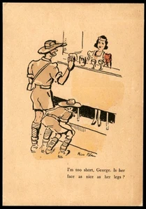 Judaica Palestina rara postal antigua humor soldados australianos británicos en un bar - Imagen 1 de 2